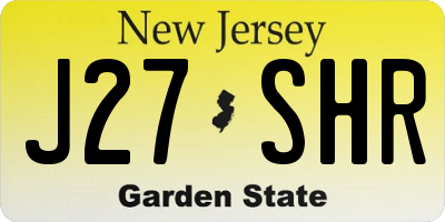 NJ license plate J27SHR