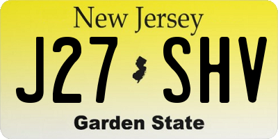 NJ license plate J27SHV