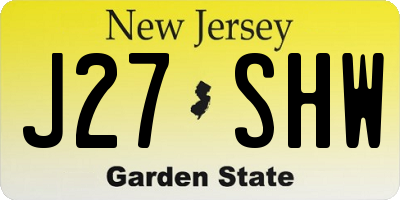 NJ license plate J27SHW