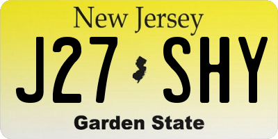 NJ license plate J27SHY