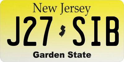 NJ license plate J27SIB