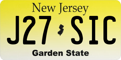NJ license plate J27SIC
