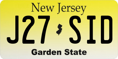NJ license plate J27SID