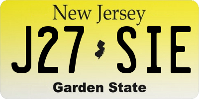 NJ license plate J27SIE