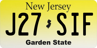 NJ license plate J27SIF