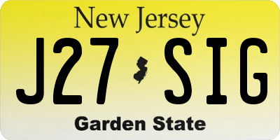 NJ license plate J27SIG