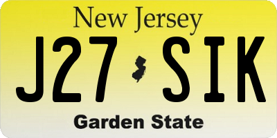 NJ license plate J27SIK