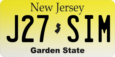 NJ license plate J27SIM