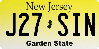 NJ license plate J27SIN
