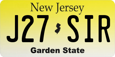 NJ license plate J27SIR