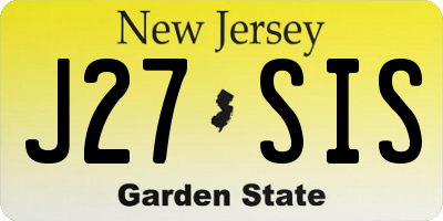 NJ license plate J27SIS
