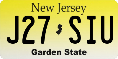 NJ license plate J27SIU