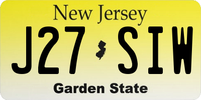 NJ license plate J27SIW
