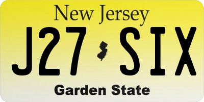 NJ license plate J27SIX
