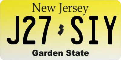 NJ license plate J27SIY