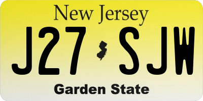 NJ license plate J27SJW