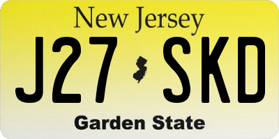 NJ license plate J27SKD