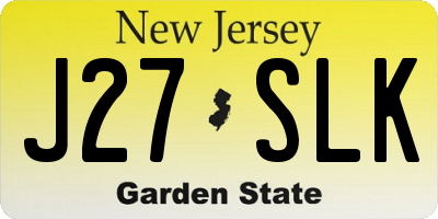 NJ license plate J27SLK