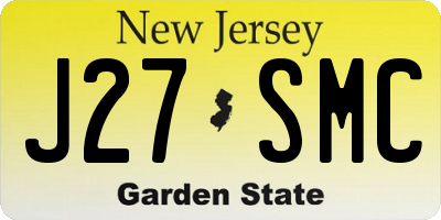 NJ license plate J27SMC