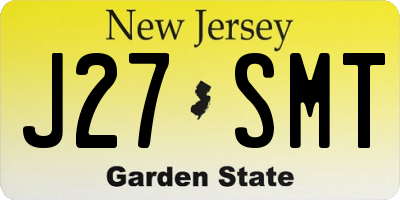 NJ license plate J27SMT