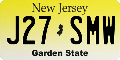 NJ license plate J27SMW