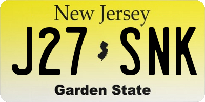 NJ license plate J27SNK