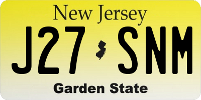 NJ license plate J27SNM