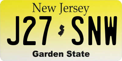 NJ license plate J27SNW