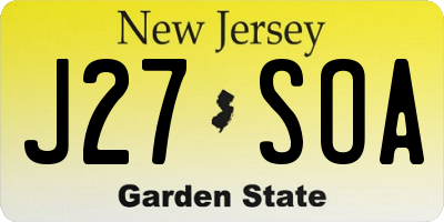 NJ license plate J27SOA