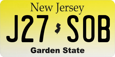 NJ license plate J27SOB