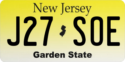 NJ license plate J27SOE