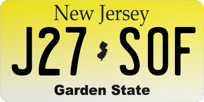 NJ license plate J27SOF
