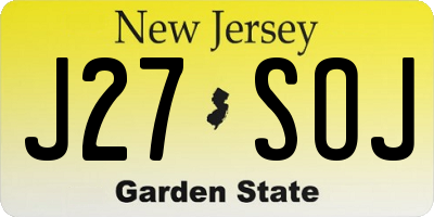 NJ license plate J27SOJ