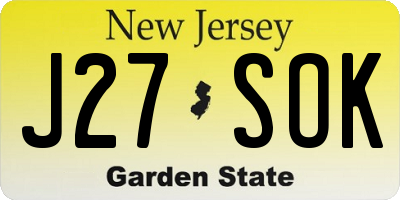 NJ license plate J27SOK