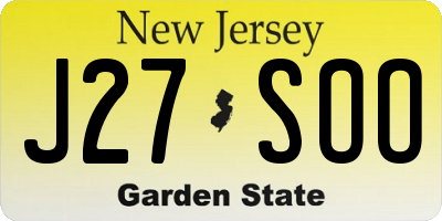 NJ license plate J27SOO