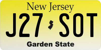 NJ license plate J27SOT