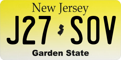 NJ license plate J27SOV