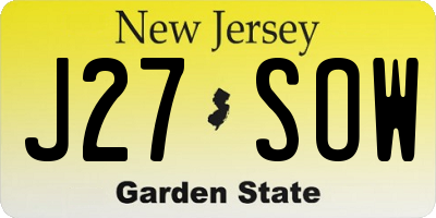 NJ license plate J27SOW