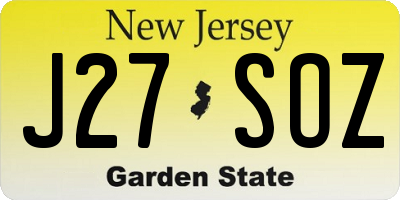 NJ license plate J27SOZ