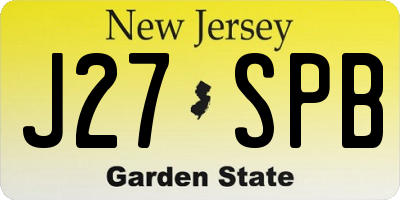 NJ license plate J27SPB