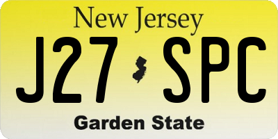 NJ license plate J27SPC
