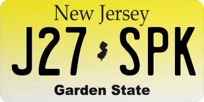 NJ license plate J27SPK