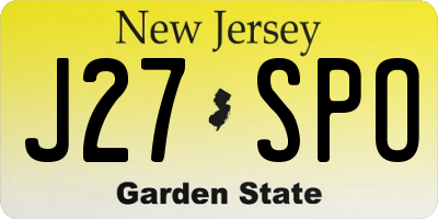NJ license plate J27SPO