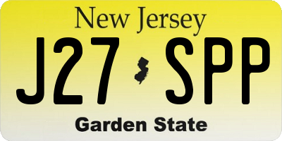 NJ license plate J27SPP