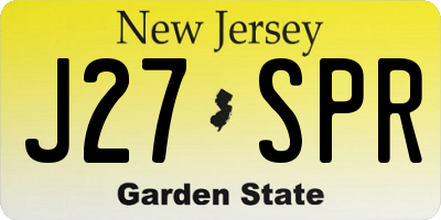 NJ license plate J27SPR