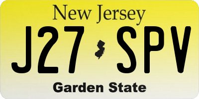 NJ license plate J27SPV