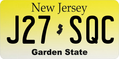 NJ license plate J27SQC