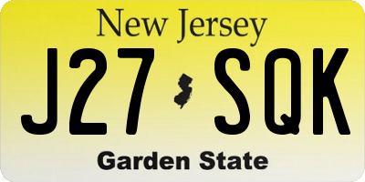 NJ license plate J27SQK
