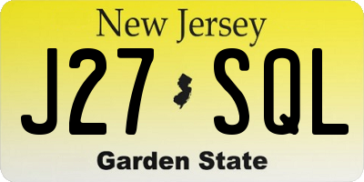 NJ license plate J27SQL