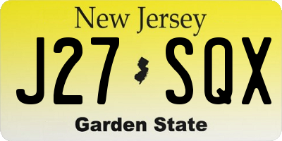 NJ license plate J27SQX